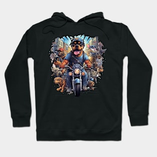 A cute t-shirt design featuring a Rottweiler Dog on a scooter Hoodie